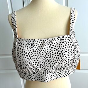 Kona Sol Womens Plus Size  3X Swim Suit Top Beige with Black print